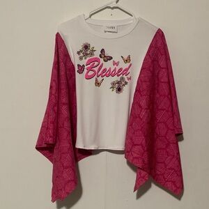 Handmade Boho Poncho with Butterfly Design.